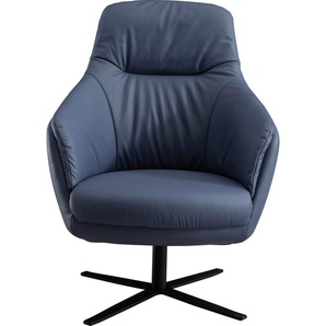 Drehsessel SCHÖNER WOHNEN-KOLLEKTION Sky Sessel Gr. Leder CENTO, ohne Wippfunktion, Drehfunktion, B/H/T: 75 cm x 99 cm x 85 cm, blau (ming) Drehsessel
