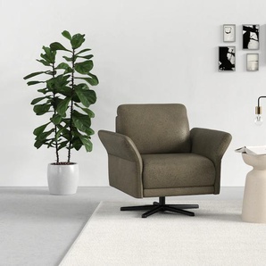 Drehsessel SIT&MORE Yolo Sessel Gr. Microfaser, Mit schwarzem mattem Sternfuß, B/H/T: 90 cm x 87 cm x 87 cm, grün (oliv) Drehsessel mit Sternfuss