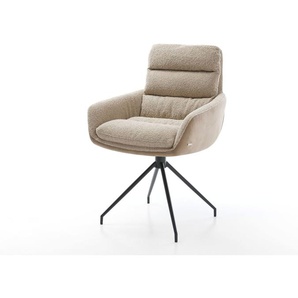 Drehstuhl Abelia-Flex mit Armlehnen Materialmix Schlamm Kreuzgestell konisch Schwarz 180° drehbar, Esszimmerstühle