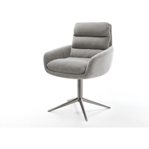 Drehstuhl Abelia-Flex mit Armlehnen Strukturstoff Soft Grau Fußkreuz Graphit 360° drehbar Wippfunktion, Esszimmerstühle