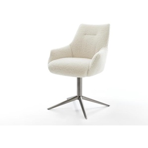 Drehstuhl Alja-Flex mit Armlehnen Teddystoff Beige Fußkreuz Graphit 360° drehbar Wippfunktion Taschenfederkern, Esszimmerstühle