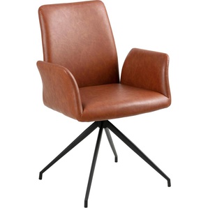 Drehstuhl ANDAS Nadine Stühle Gr. B/H/T: 59 cm x 88 cm x 59 cm, Kunstleder, Metall, braun (cognac) Drehstuhl Esszimmerstuhl Lederstuhl Polsterstuhl Küchenstühle Stühle auswählbar mit einer Drehfunktion, Metallbeinen, Sitzhöhe 47 cm