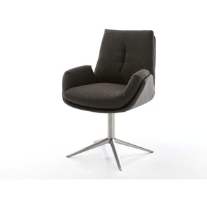 Drehstuhl Clea-Flex Materialmix Schwarz Fußkreuz Edelstahl 360° drehbar Wippfunktion, Esszimmerstühle