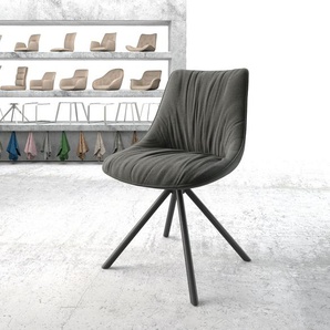 Drehstuhl Elda-Flex Strukturstoff Anthrazit Kreuzgestell rund Schwarz 180° drehbar, Esszimmerstühle