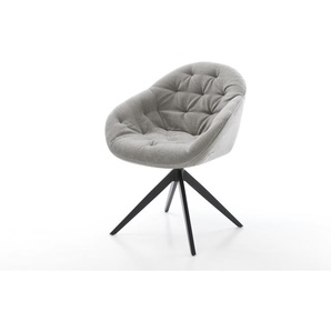 Drehstuhl Gaio-Flex Strukturstoff Soft Grau Kreuzgestell breit Schwarz 360° drehbar Wippfunktion, Esszimmerstühle