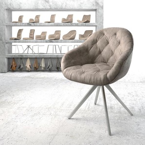 Drehstuhl Gaio-Flex Taupe Vintage Kreuzgestell kantig Edelstahl 180° drehbar, Esszimmerstühle