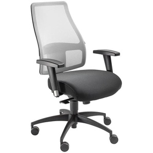 Drehstuhl , Grau, Schwarz , Kunststoff, Textil , Drehkreuz , 48x113-118x42-47 cm , Made in Germany , Sitzfläche 360° drehbar, inklusive Armlehnen , Arbeitszimmer, Bürostühle, Drehstühle