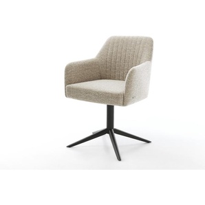 Drehstuhl Greg-Flex Webstoff Soft Beige Fußkreuz Schwarz 360° drehbar Wippfunktion Taschenfederkern, Esszimmerstühle