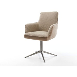 Drehstuhl Heira-Flex mit Armlehnen Materialmix Schlamm Fußkreuz Graphit 360° drehbar Wippfunktion Taschenfederkern, Esszimmerstühle