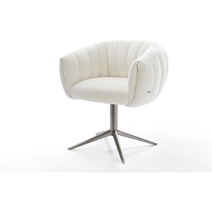 Drehstuhl Jada-Flex Bouclé Soft Beige Fußkreuz Graphit 360° drehbar Wippfunktion Taschenfederkern, Esszimmerstühle