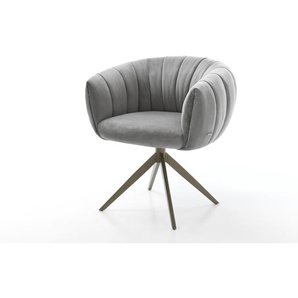 Drehstuhl Jada-Flex Samt Grau Kreuzgestell breit Effektfinish Titan 360° drehbar Wippfunktion Taschenfederkern, Esszimmerstühle
