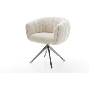 Drehstuhl Jada-Flex Teddystoff Beige Kreuzgestell breit Graphit 360° drehbar Wippfunktion Taschenfederkern, Esszimmerstühle