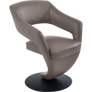 Drehstuhl K+W KOMFORT & WOHNEN Kansas Stühle Gr. B/H/T: 62 cm x 87 cm x 64 cm, Leder CLOUD, grau (stahl 85) Esszimmerstuhl Küchenstühle Design Leder-Drehsessel mit hohem Sitzkomfort, Drehteller in schwarz