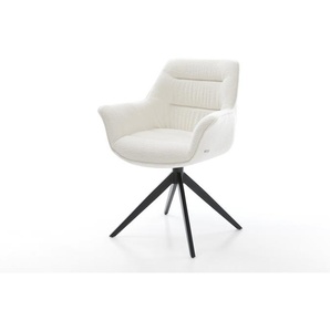 Drehstuhl Kaira-Flex Bouclé Soft Beige Kreuzgestell breit Schwarz 360° drehbar Wippfunktion, Esszimmerstühle