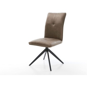 Drehstuhl Maddy-Flex Mikrofaser Taupe Vintage Kreuzgestell breit Schwarz 360° drehbar Wippfunktion, Esszimmerstühle