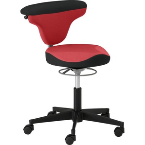 Drehstuhl MAYER SITZMÖBEL 1351V Stühle Gr. B/H/T: 59 cm x 66 cm x 68 cm, Struktur (recyceltes Polyester), Rollen für Teppichböden + Kunststoff, rot (rot, brillantschwarz, schwarz) Bürodrehstuhl Drehstühle belastbar bis 140 kg