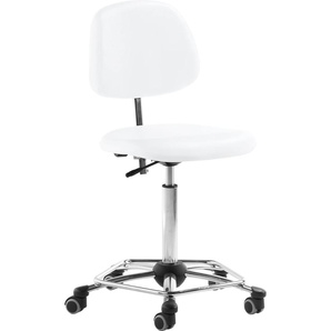 Drehstuhl MAYER SITZMÖBEL 2203 Stühle Gr. B/H/T: 64 cm x 80 cm x 64 cm, Kunstleder, Gestell Chrom-Hartbodenrollen + Stahl, weiß (polarweiß, chrom) Bürodrehstuhl Drehstühle desinfektionsmittelbeständiges Kunstleder