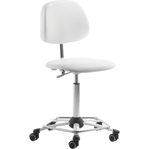 Drehstuhl MAYER SITZMÖBEL 2203 Stühle Gr. B/H/T: 64 cm x 80 cm x 64 cm, Kunstleder, Gestell Weiß-Hartbodenrollen + Stahl, weiß (polarweiß, weiß) Bürodrehstuhl Drehstühle desinfektionsmittelbeständiges Kunstleder