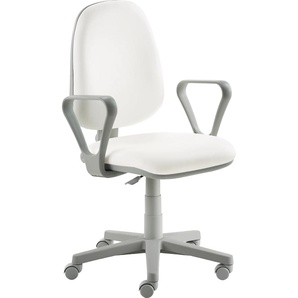 Drehstuhl MAYER SITZMÖBEL 2211 Stühle Gr. B/H/T: 62 cm x 93 cm x 62 cm, Kunstleder, Gestell Lichtgrau-Teppichbodenrollen + Kunststoff, weiß (polarweiß, lichtgrau) Baby Bürodrehstuhl Kinderdrehstuhl Kinderdrehstühle recyceltes Polyester