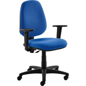 Drehstuhl MAYER SITZMÖBEL 2211 Stühle Gr. B/H/T: 62 cm x 93 cm x 62 cm, Struktur (100% Polyester), Gestell Schwarz-Teppichbodenrollen + Kunststoff, blau (mittelblau, schwarz) Baby Bürodrehstuhl Kinderdrehstuhl Kinderdrehstühle recyceltes Polyester