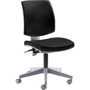 Drehstuhl MAYER SITZMÖBEL 2432SO Stühle Gr. B/H/T: 64 cm x 90 cm x 64 cm, Kunstleder, Belastbarkeit: 150 kg-besonders für Frauen geeignet + Kunststoff, schwarz (brillantschwarz, grau) Bürodrehstuhl Drehstühle desinfektionsmittelbeständiges Kunstleder