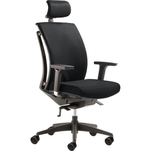 Drehstuhl MAYER SITZMÖBEL 2454 Stühle Gr. B/H/T: 69 cm x 121 cm x 71 cm, 1 St., Struktur (100% Polyester), Hartbodenrollen groß + Kunststoff, schwarz (schwarz, schwarz) Bürodrehstuhl Drehstühle Wirbelsäulen-Analog-System