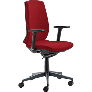 Drehstuhl MAYER SITZMÖBEL 2470 Stühle Gr. B/H/T: 67 cm x 106 cm x 62 cm, Struktur (100% Polyester), Armlehnen höhenverstellbar + Kunststoff, rot (rot, schwarz) Bürodrehstuhl Drehstühle Rückenhöhe 7-fach verstellbar