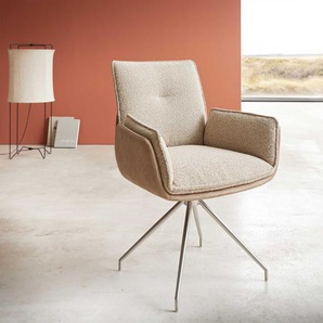 Drehstuhl Nela-Flex Materialmix Schlamm Kreuzgestell konisch Edelstahl 180° drehbar, Esszimmerstühle
