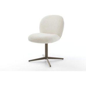 Drehstuhl Nube-Flex Bouclé Weiß Fußkreuz Effektfinish Titan 360° drehbar Taschenfederkern, Esszimmerstühle
