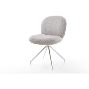 Drehstuhl Nube-Flex Cord Silbergrau Kreuzgestell konisch Edelstahl 180° drehbar Taschenfederkern, Esszimmerstühle