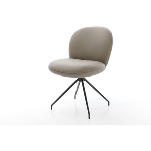 Drehstuhl Nube-Flex Echt-Leder Schlamm Kreuzgestell konisch Schwarz 180° drehbar Taschenfederkern, Esszimmerstühle