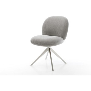 Drehstuhl Nube-Flex Strukturstoff Soft Grau Kreuzgestell breit Edelstahl 360° drehbar Wippfunktion Taschenfederkern, Esszimmerstühle