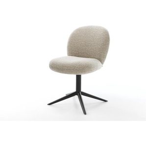 Drehstuhl Nube-Flex Webstoff Soft Beige Fußkreuz Schwarz 360° drehbar Wippfunktion Taschenfederkern, Esszimmerstühle