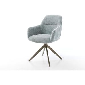 Drehstuhl Pejo-Flex Chenille Pastellblau Kreuzgestell breit Effektfinish Titan 360° drehbar Wippfunktion Taschenfederkern, Esszimmerstühle