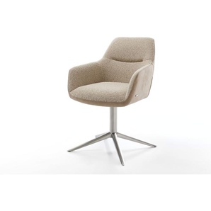 Drehstuhl Pejo-Flex Materialmix Schlamm Fußkreuz Edelstahl 360° drehbar Wippfunktion Taschenfederkern, Esszimmerstühle