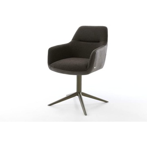 Drehstuhl Pejo-Flex Materialmix Schwarz Fußkreuz Effektfinish Titan 360° drehbar Wippfunktion Taschenfederkern, Esszimmerstühle