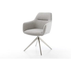 Drehstuhl Pejo-Flex Stripes Hellgrau Kreuzgestell breit Edelstahl 360° drehbar Wippfunktion Taschenfederkern, Esszimmerstühle