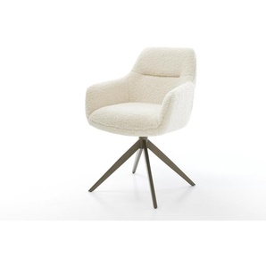 Drehstuhl Pejo-Flex Teddystoff Beige Kreuzgestell breit Effektfinish Titan 360° drehbar Wippfunktion Taschenfederkern, Esszimmerstühle