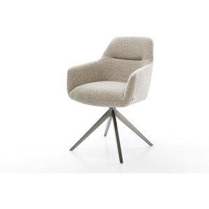 Drehstuhl Pejo-Flex Webstoff Soft Beige Kreuzgestell breit Graphit 360° drehbar Wippfunktion Taschenfederkern, Esszimmerstühle