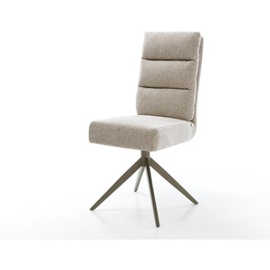 Drehstuhl Pela-Flex Webstoff Soft Beige Kreuzgestell breit Effektfinish Titan 360° drehbar Wippfunktion Taschenfederkern, Esszimmerstühle