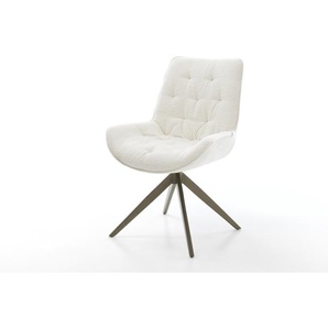 Drehstuhl Taimi-Flex Bouclé Soft Beige Kreuzgestell breit Effektfinish Titan 360° drehbar Wippfunktion, Esszimmerstühle