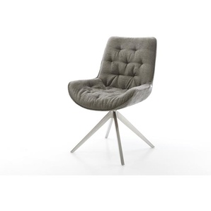 Drehstuhl Taimi-Flex Bouclé Soft Schlamm Kreuzgestell breit Edelstahl 360° drehbar Wippfunktion, Esszimmerstühle