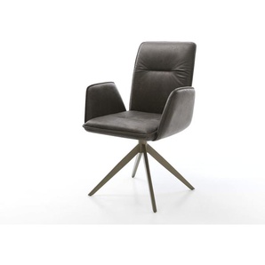 Drehstuhl Vinja-Flex Mikrofaser Anthrazit Vintage Kreuzgestell breit Effektfinish Titan 360° drehbar Wippfunktion, Esszimmerstühle