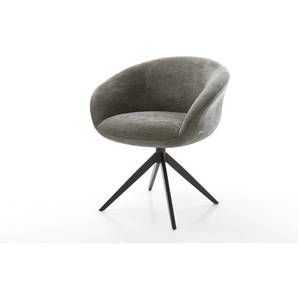 Drehstuhl Vinka-Flex mit Armlehnen Bouclé Soft Schlamm Kreuzgestell breit Schwarz 360° drehbar Wippfunktion Taschenfederkern, Esszimmerstühle