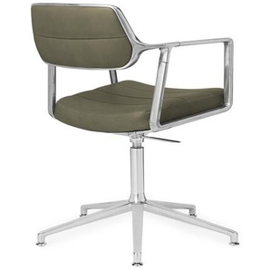 Drehstuhl Vipp 453+ Vipp Bezug Anilinleder bosco grün, Designer Vipp Design, 70-77.5x67x67 cm