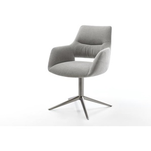 Drehstuhl Yago-Flex mit Armlehnen Strukturstoff Soft Grau Fußkreuz Graphit 360° drehbar Wippfunktion Taschenfederkern, Esszimmerstühle