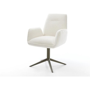 Drehstuhl Zoa-Flex Bouclé Soft Beige Fußkreuz Effektfinish Titan 360° drehbar Wippfunktion Taschenfederkern, Esszimmerstühle