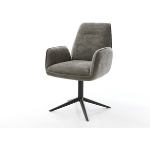 Drehstuhl Zoa-Flex Bouclé Soft Schlamm Fußkreuz Schwarz 360° drehbar Wippfunktion Taschenfederkern, Esszimmerstühle