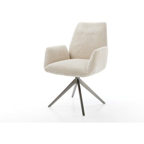 Drehstuhl Zoa-Flex Cord Beige Kreuzgestell breit Graphit 360° drehbar Wippfunktion Taschenfederkern, Esszimmerstühle