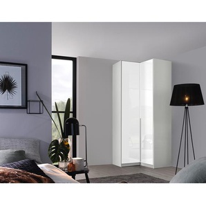 Eckschrank Typ B 210cm Weiß/Hochglanz Weiß/Grau ohne Spiegeltür/-en